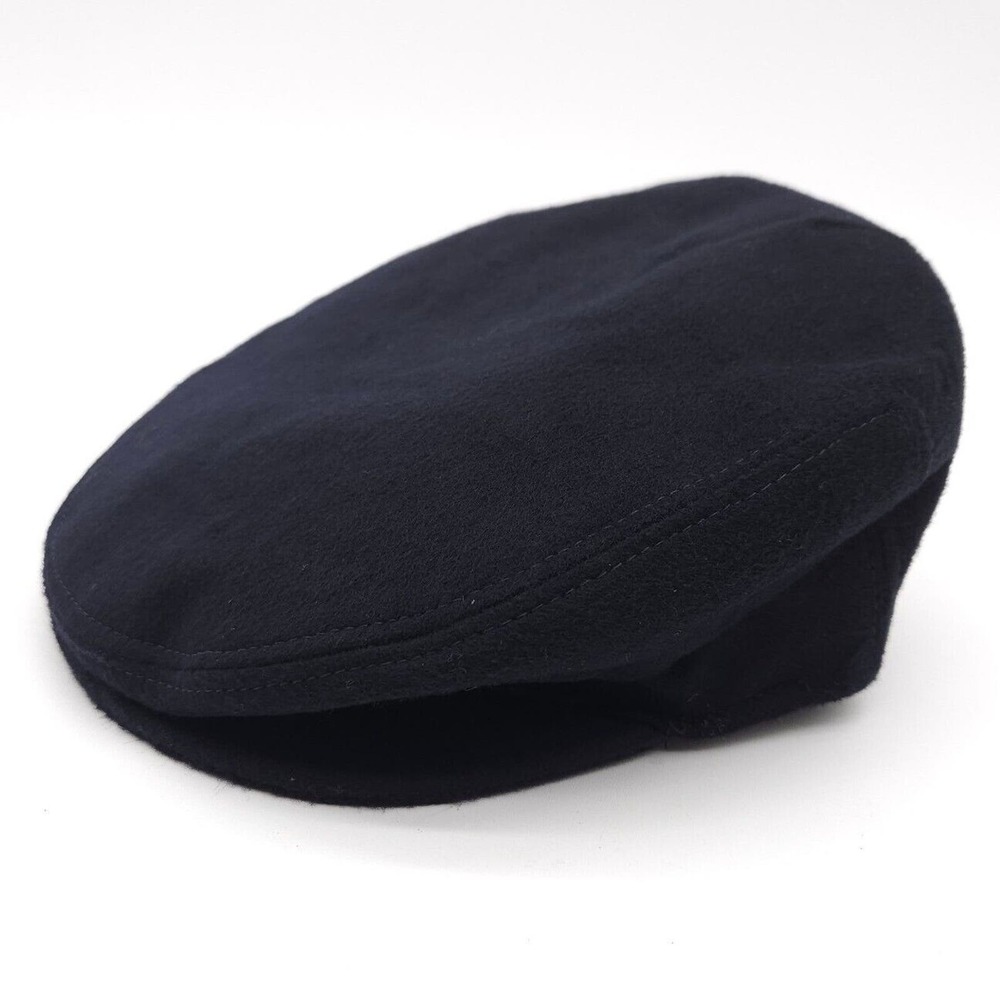 Vintage Panizza Flat Cap Cabby Wool Kashmir Newsboy Hat‎ Size 55 Blue Italy Made